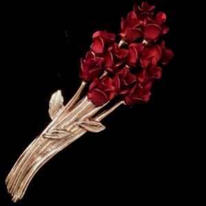 "A Dozen Red Roses" vintage brooch 2.25"